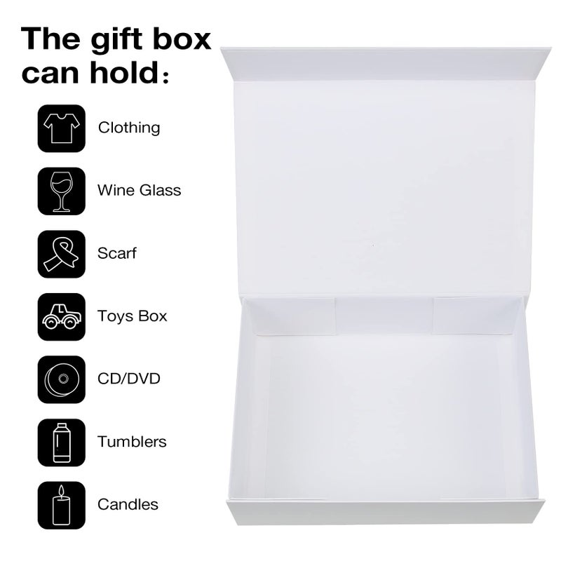 Aimyoo White Collapsible Gift Box with Magnetic Closure Lids 10.5x7x3 in  Bridesmaid Groomsman Proposal Boxes  Rectangle Storage Box 1 Pack - Image 4